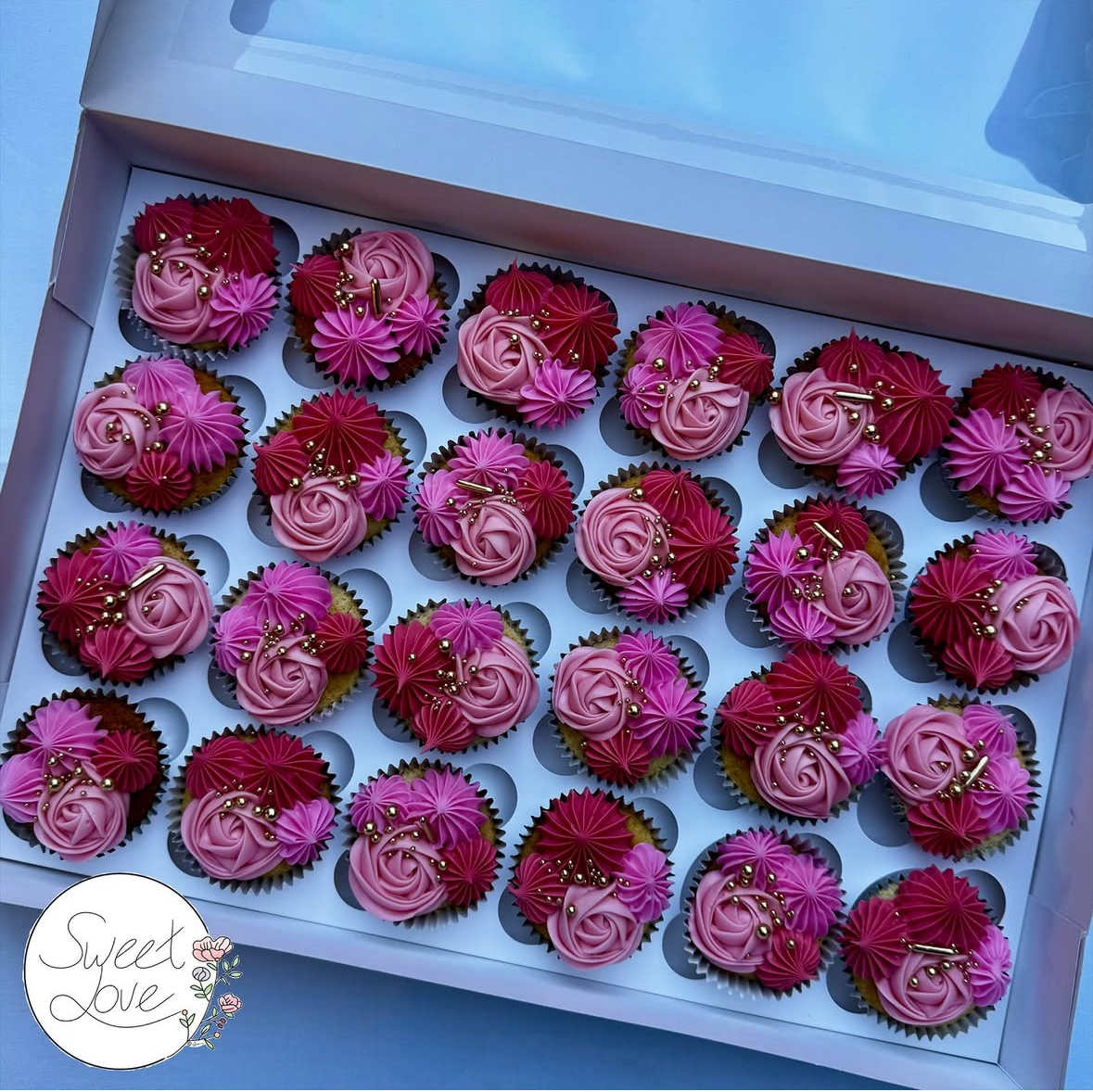 Pink rose cupcakes